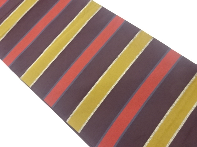 リサイクル　横段模様織出し全通袋帯